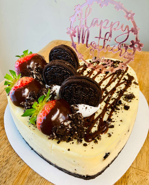 Happy mother's Day heart shaped cheesecake