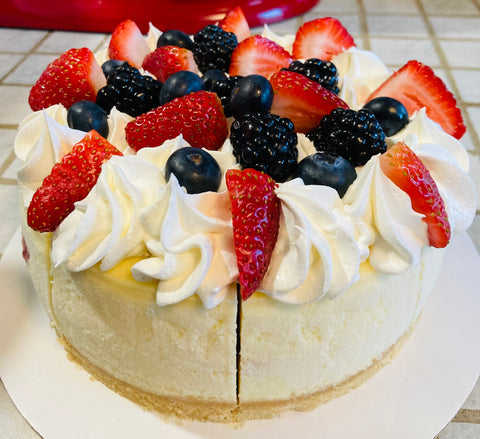 Side view of berry cheesecake