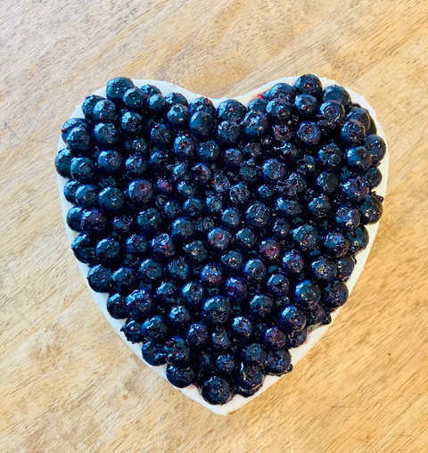 heart-shaped blueberry cheesecake