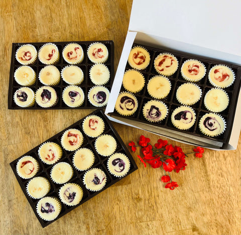 3 dozen red, white, and blue minis in boxed packaging