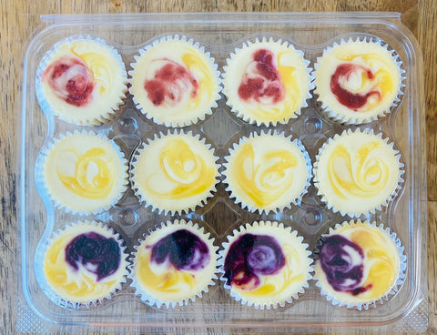 Spring Collection cheesecake minis in a plastic clamshell package for retail.