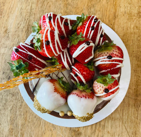 Happy Birthday Chocolate Mousse Cheesecake with Fresh Strawberries