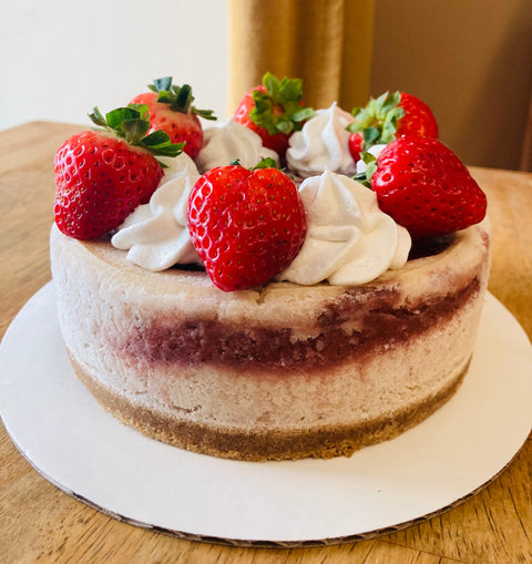 Vegan Strawberry Swirl Cheesecake